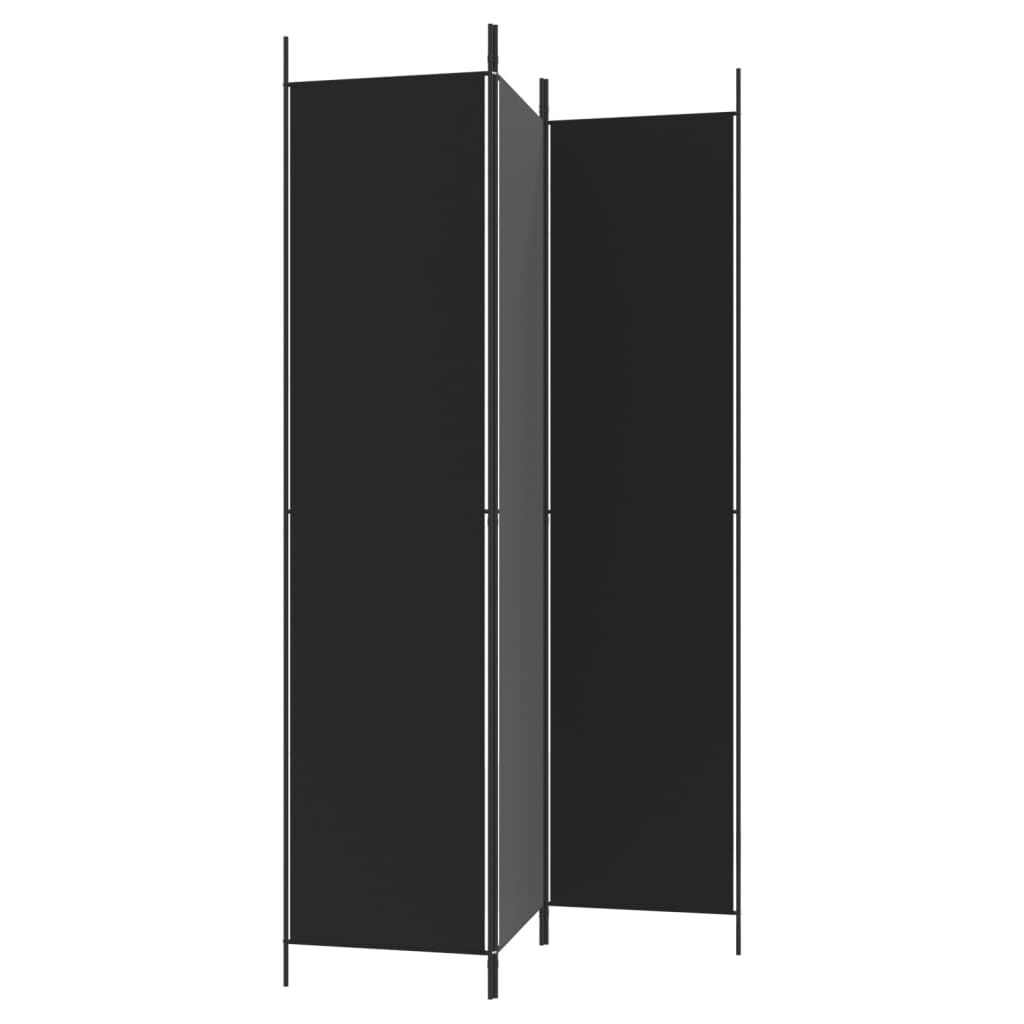 vidaXL مقسم غرفة 3-ألواح أسود 150×220 سم قماش