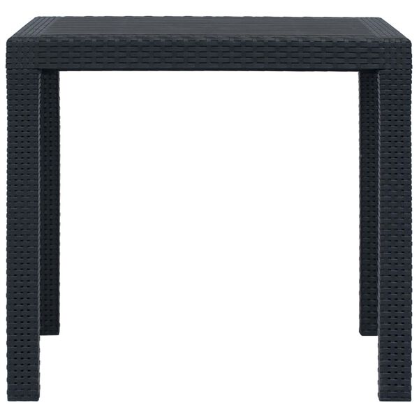 vidaXL طاولة حديقة أنثراسيت 79×79×72 سم بلاستيك بمظهر روطان