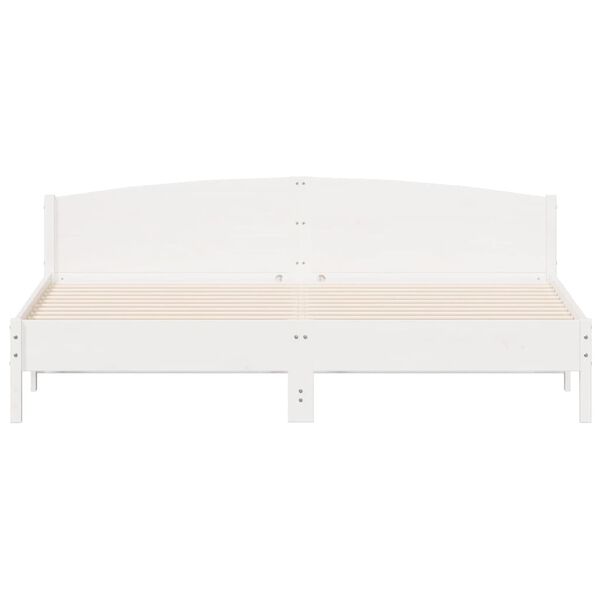 vidaXL إطار سرير دون مرتبة لون أبيض 200x180 سم خشب صلب صنوبر