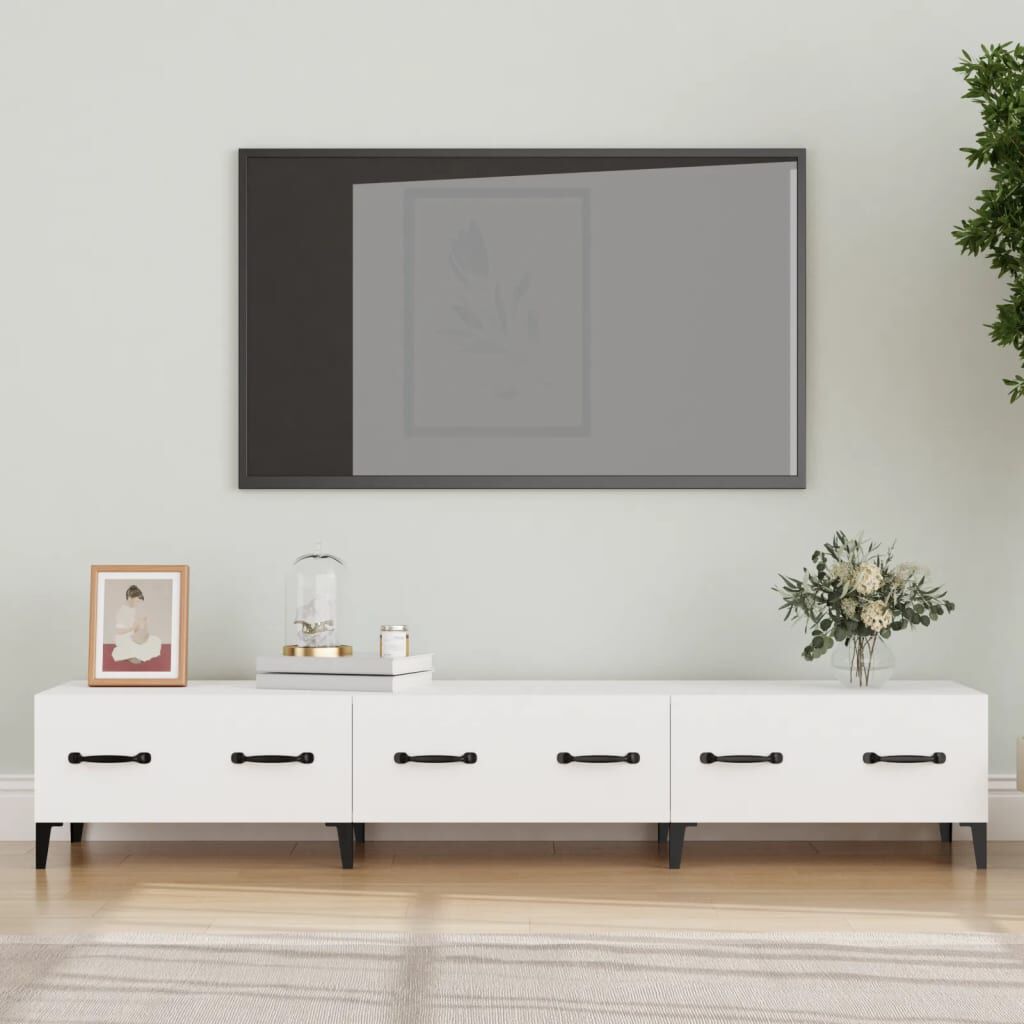 812645 vidaXL خزانة تلفزيون لون أبيض 150x34,5x30 سم خشب صناعي