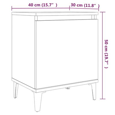 vidaXL خزانة سرير بأرجل معدنية أوك بني 40×30×50 سم