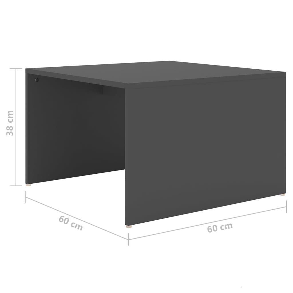 vidaXL عدد 3 قطع طقم طاولات قهوة متداخلة رمادي 60×60×38 سم خشب صناعي