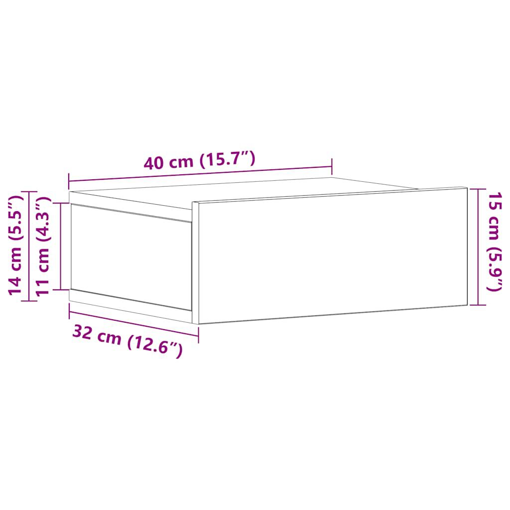 vidaXL منضدات سرير عائمة 2 ق لون أبيض 40×30×15 سم خشب صناعي