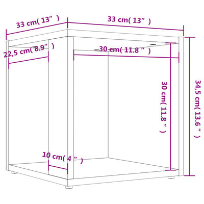 vidaXL طاولة جانبية رمادي إسمنتي 33×33×34.5 سم خشب صناعي