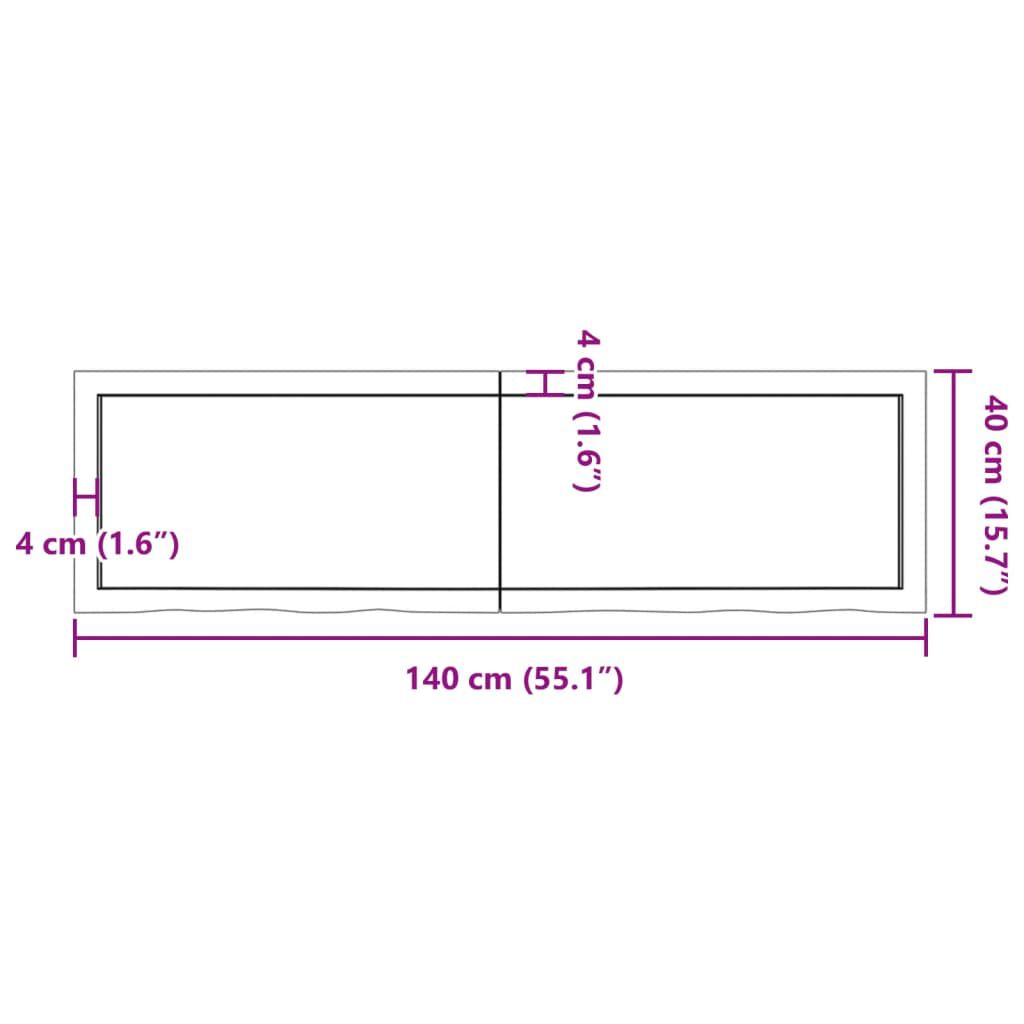vidaXL سطح طاولة لون بني فاتح 140*40*(2-4) سم خشب بلوط صلب معالج