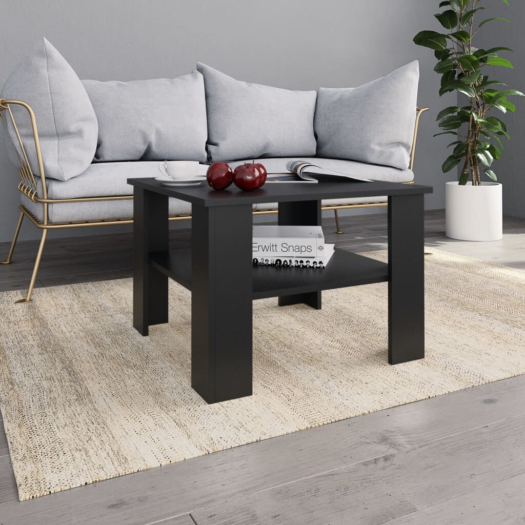 vidaXL طاولة قهوة لون أسود 60×60×42 سم خشب صناعي