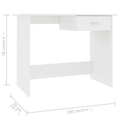 vidaXL مكتب أبيض 100×50×76 سم خشب حبيبي