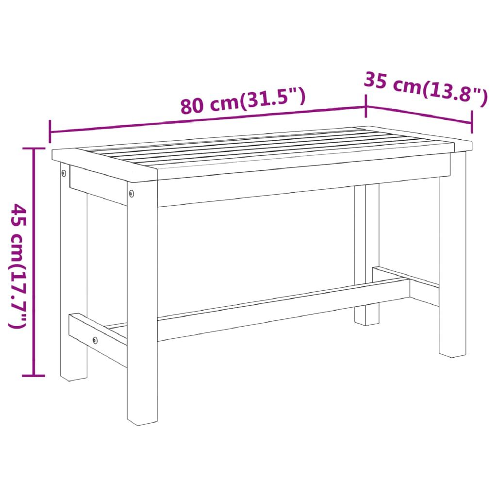 vidaXL مقعد طويل للحديقة 45x35x80 سم خشب أكاسيا صلب