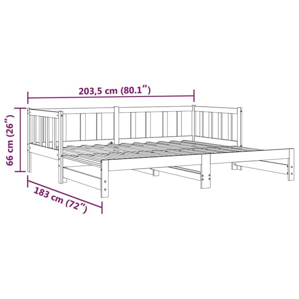 vidaXL سرير نهاري قابل للسحب خشب صنوبر صلب أبيض 2×(90×200) سم