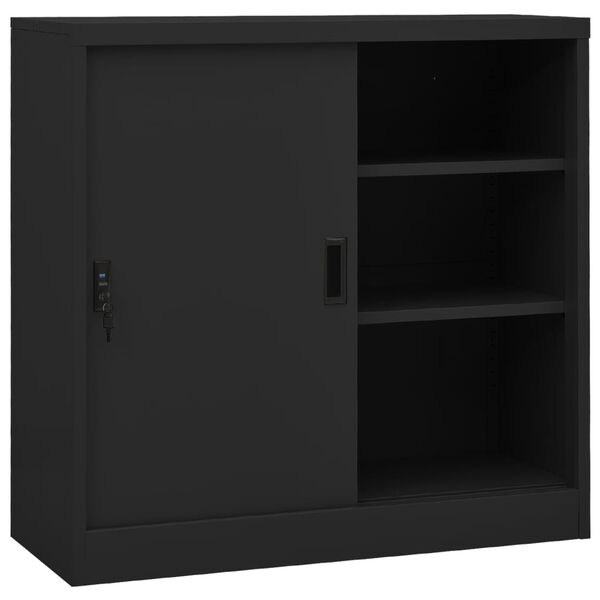vidaXL خزانة مكتب مع باب منزلق أنثراسيت 90×40×90 سم فولاذ