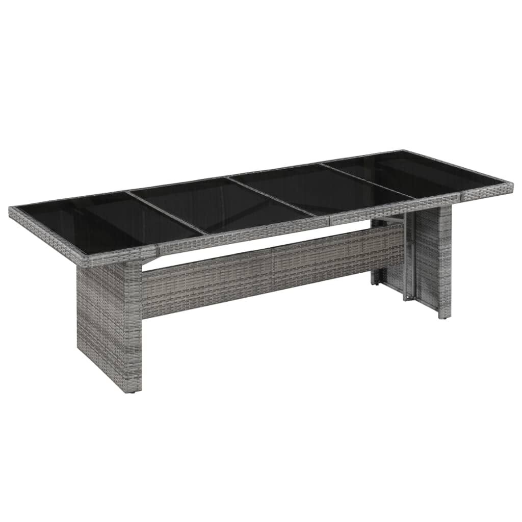 vidaXL طاولة حديقة 240×90×74 سم بولي روطان وزجاج