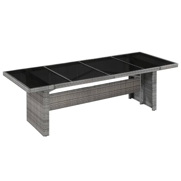 vidaXL طاولة حديقة 240×90×74 سم بولي روطان وزجاج