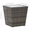 vidaXL طاولة شاي رمادي 41.5×41.5×43 سم بولي روطان وزجاج مُقوّى