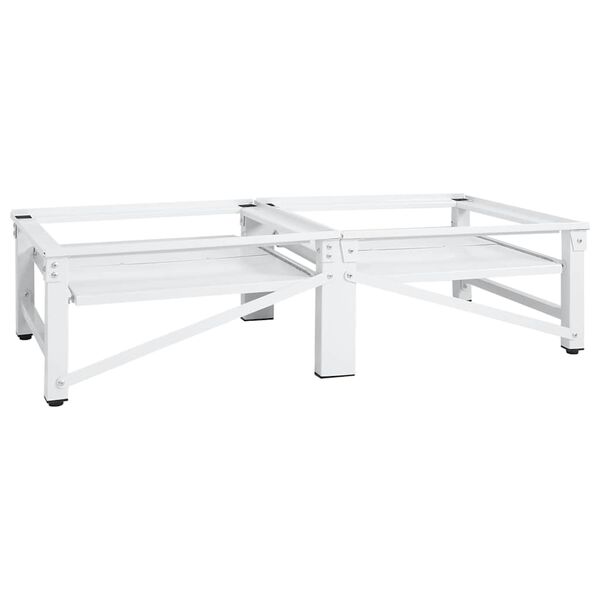 vidaXL قاعدة آلة الغسيل والتجفيف مع أرفف قابلة للسحب أبيض