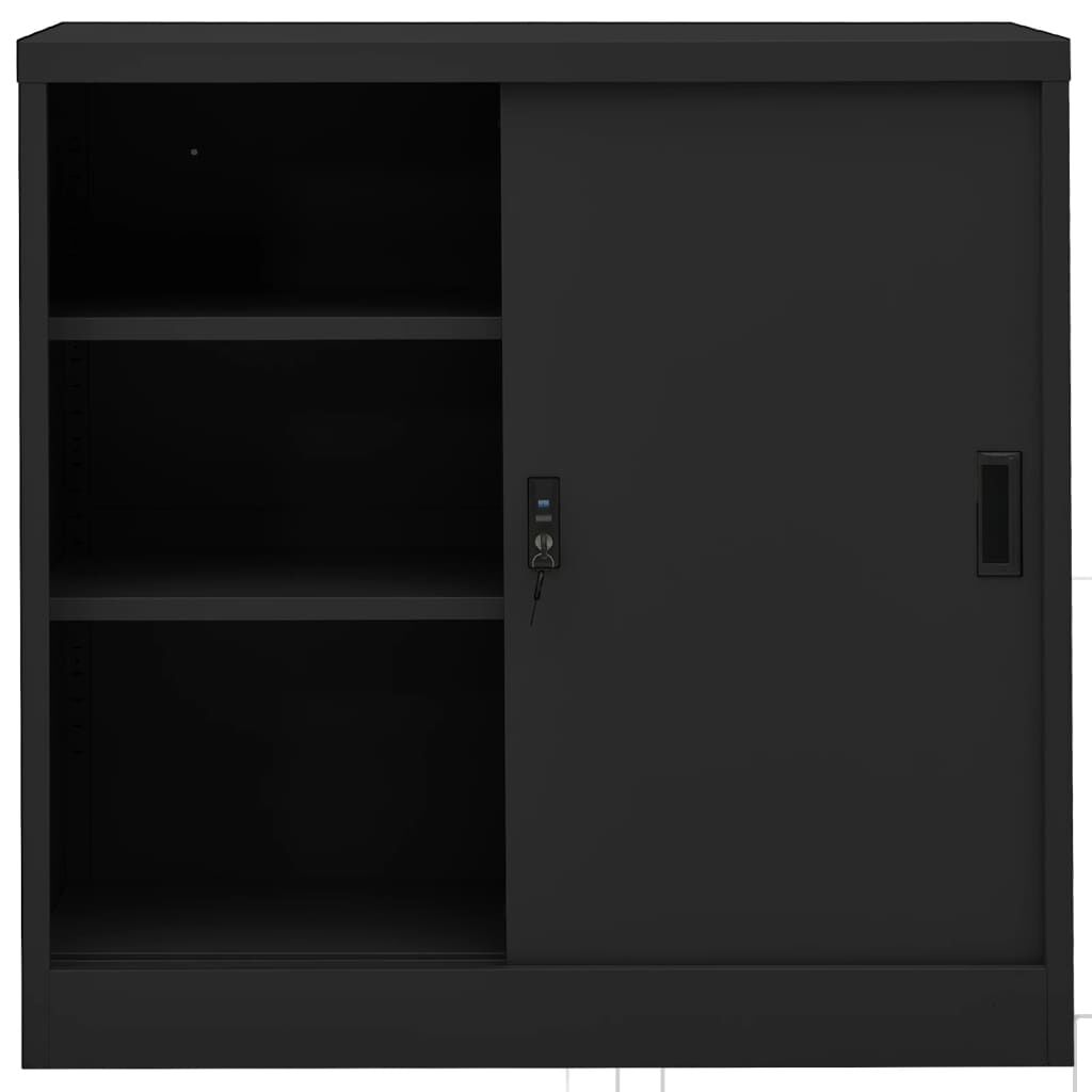 vidaXL خزانة مكتب مع باب منزلق أنثراسيت 90×40×90 سم فولاذ