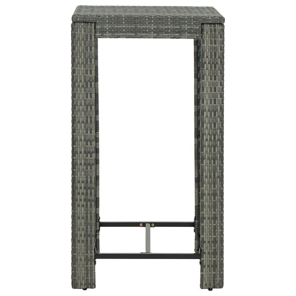 vidaXL طاولة بار للحديقة رمادي 60.5×60.5×110.5 سم بولي روطان