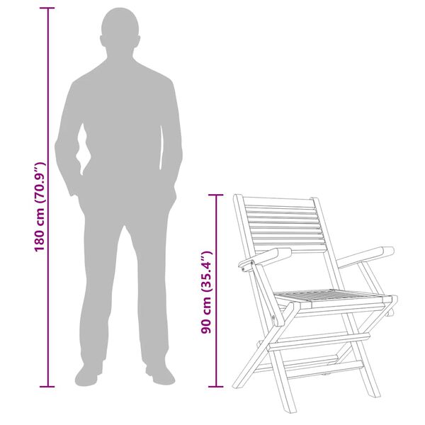 vidaXL كراسي حديقة قابلة للطي 6 ق 55x62x90 سم خشب ساج صلب