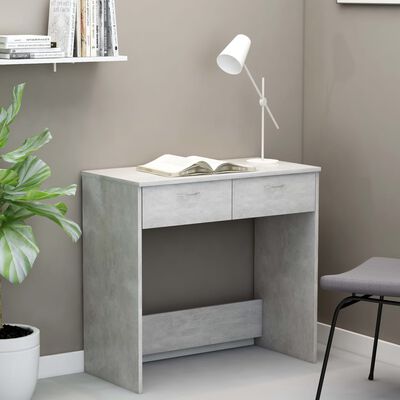 vidaXL مكتب رمادي أسمنتي 80×40×75 سم خشب حبيبي