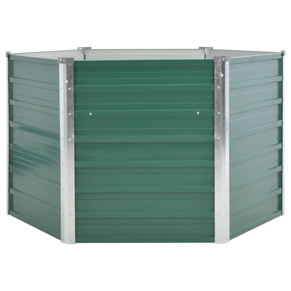 vidaXL حوض حديقة مرتفع فولاذ مجلفن 129×129×77 سم أخضر