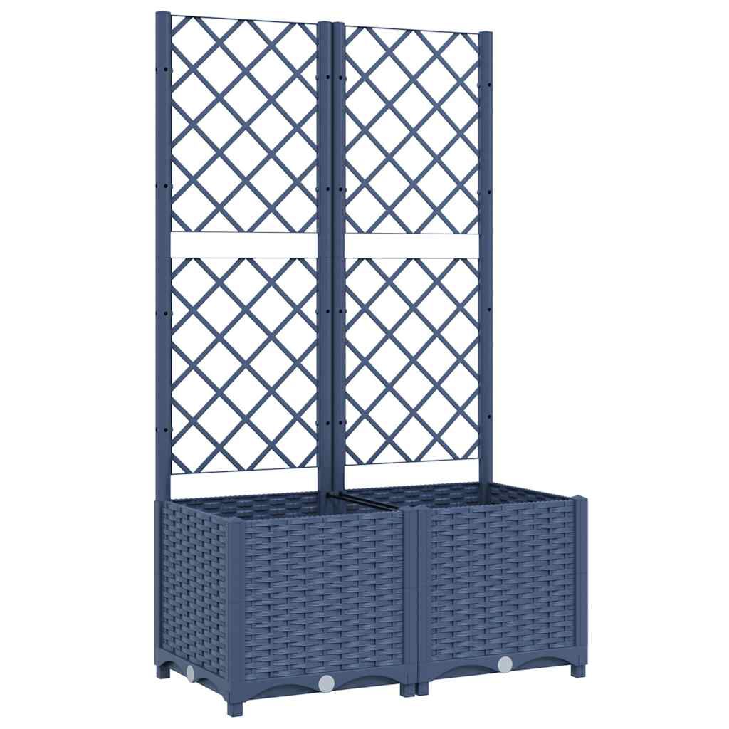 vidaXL حوض حديقة مع تعريشة أزرق رمادي 80×40×136 سم PP