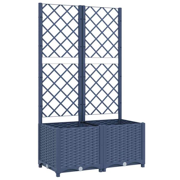 vidaXL حوض حديقة مع تعريشة أزرق رمادي 80×40×136 سم PP