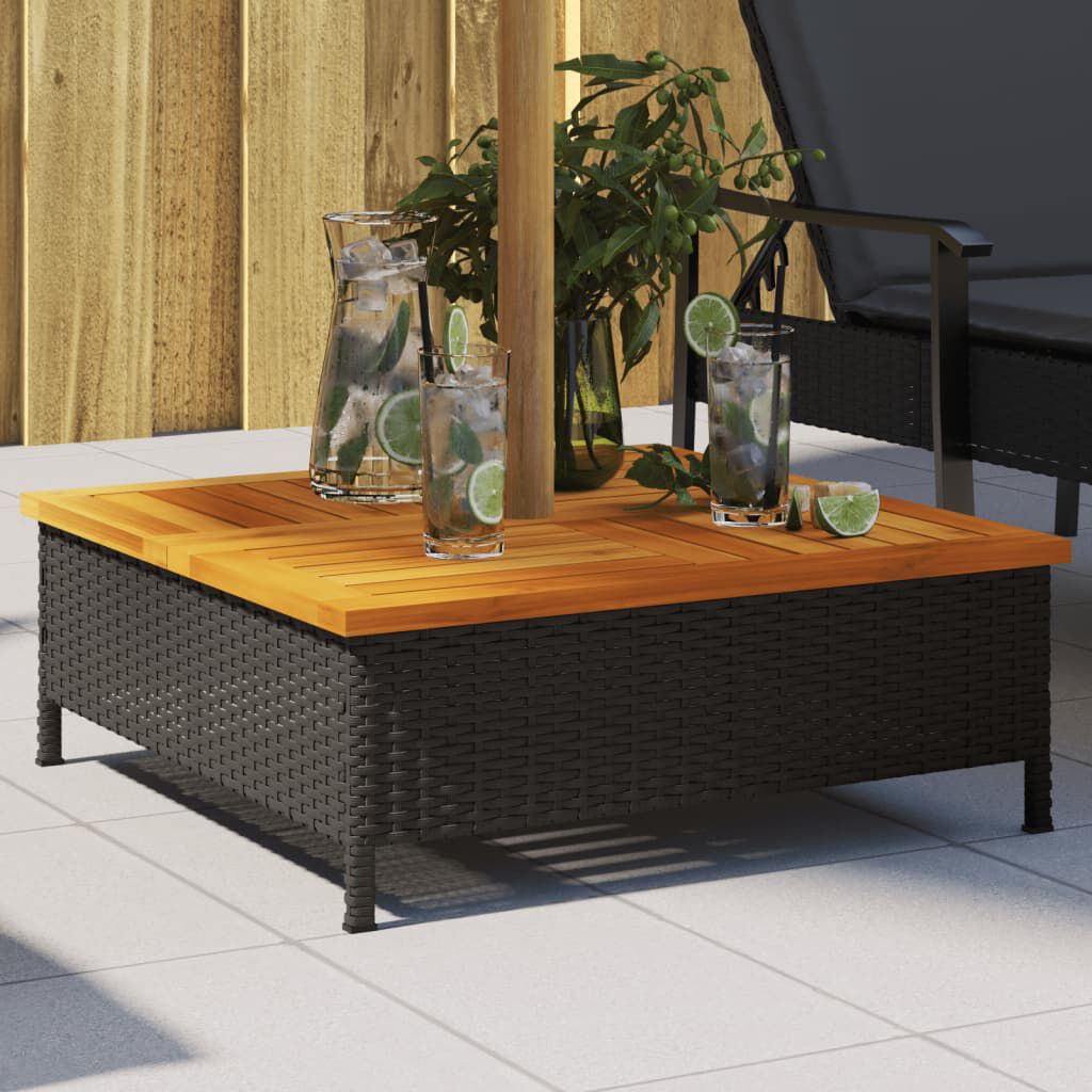 vidaXL غطاء قاعدة مظلة لون أسود 25x70x70 سم بولي روطان وأكاسيا