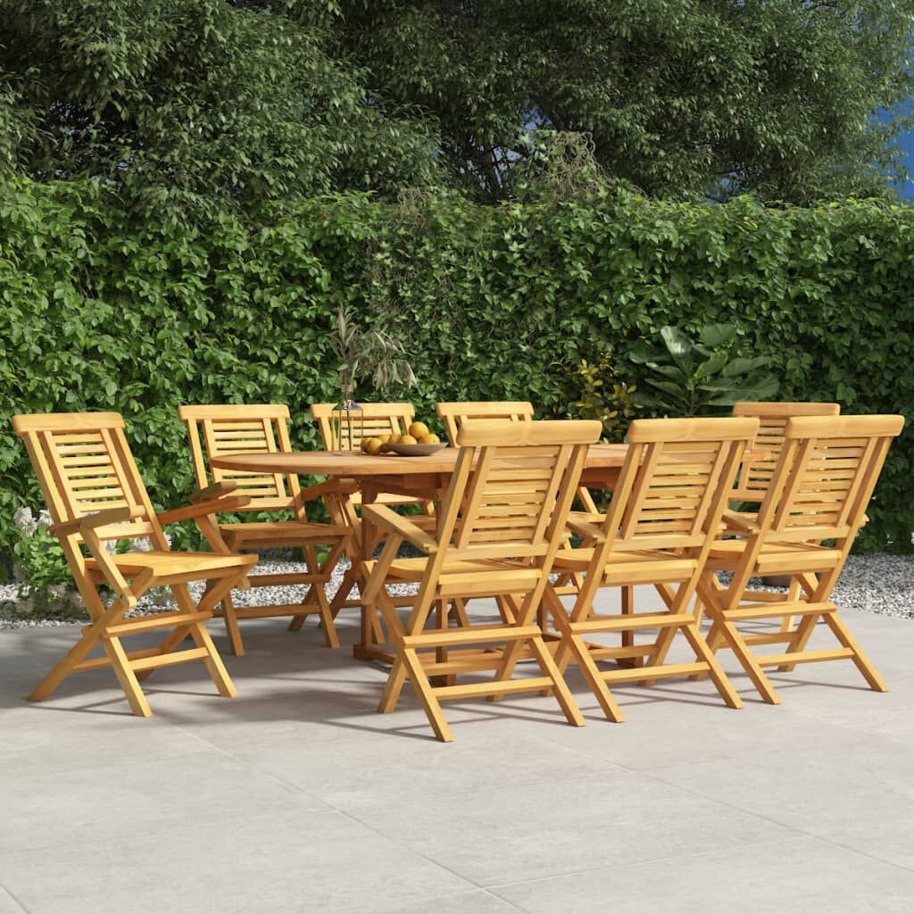 vidaXL كراسي حديقة قابلة للطي 8 ق 56x63x90 سم خشب ساج صلب