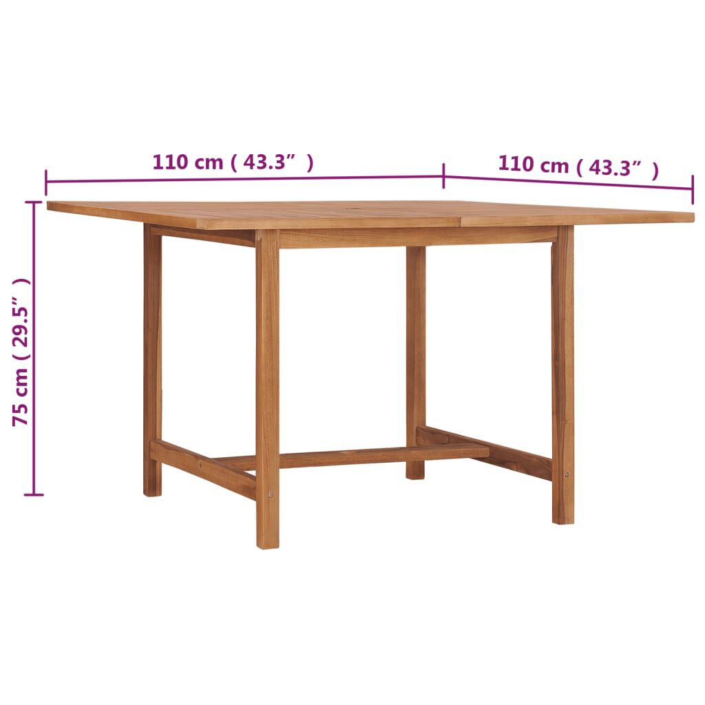 vidaXL طاولة سفرة حديقة 75x110x110 سم خشب ساج صلب