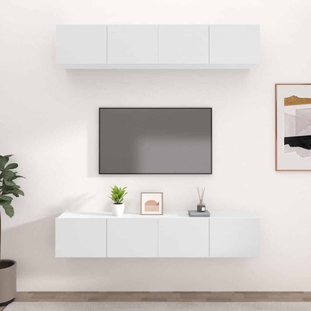 vidaXL خزائن تلفزيون 4ق أبيض 80x30x30 سم خشب صناعي
