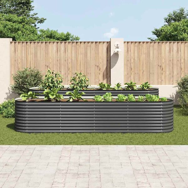 vidaXL حوض حديقة مرتفع 400×80×81 سم فولاذ مجلفن رمادي