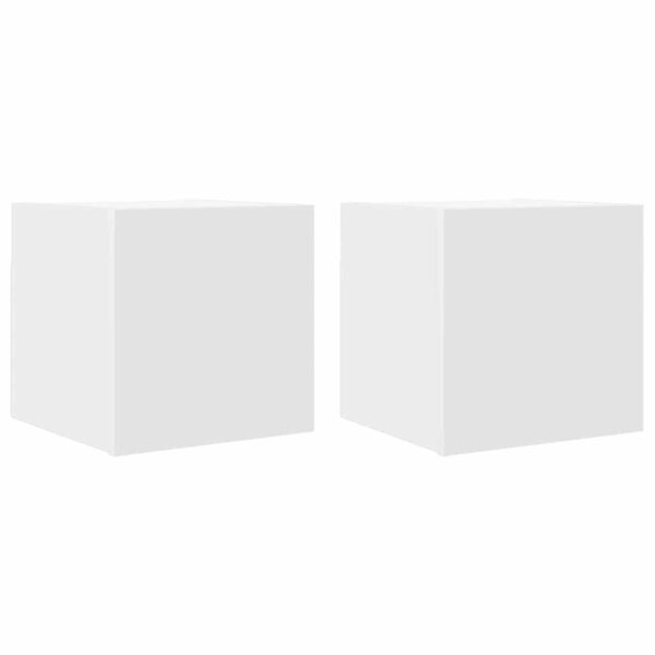 vidaXL خزانات تلفزيون جدارية 2 قطع أبيض 30x30x30.5 سم