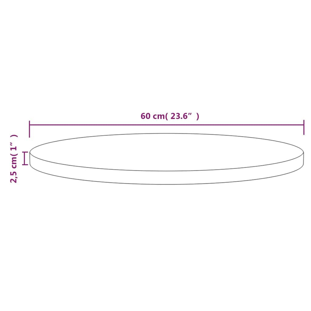 vidaXL سطح طاولة قطر 2,5x60 سم خشب صنوبر صلب