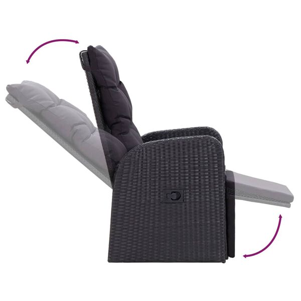 vidaXL عدد 9 قطع طقم سفرة حديقة مع وسائد أسود