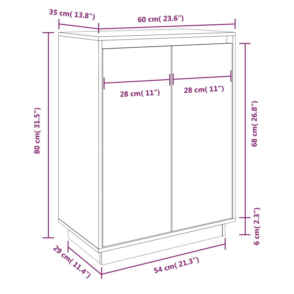 vidaXL خزانة أحذية 80x35x60 سم خشب صنوبر صلب