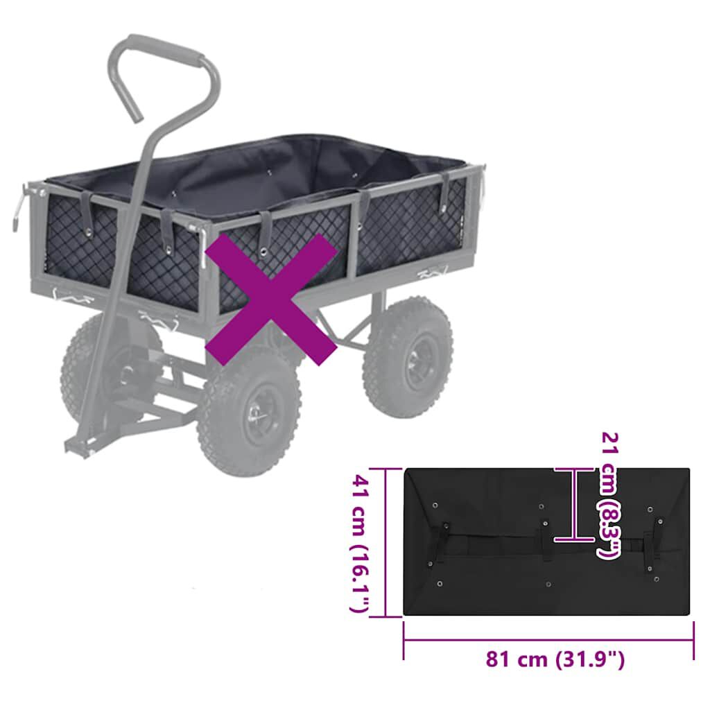 vidaXL بطانة عربة حديقة قماش أسود 86×46×22 سم قماش