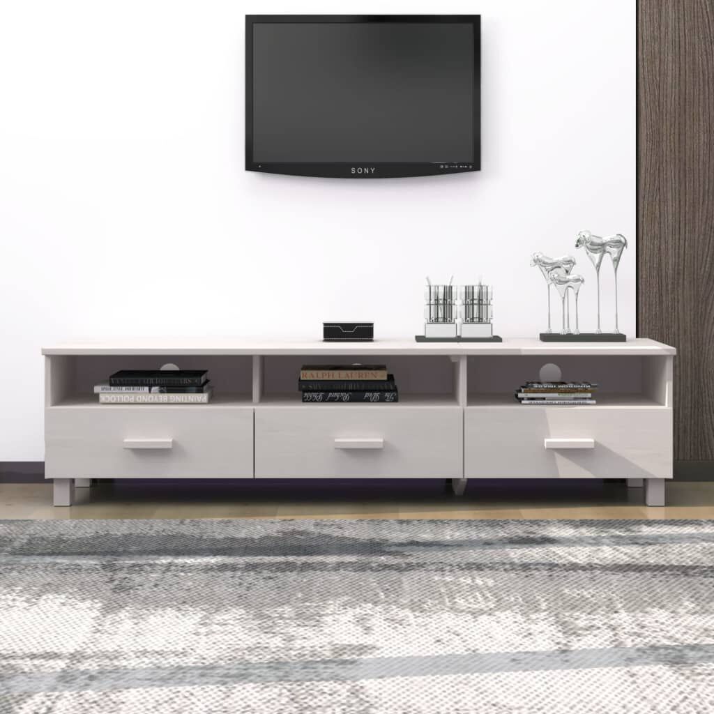 vidaXL خزانة تلفزيون أبيض 158×40×40 سم خشب صنوبر صلب