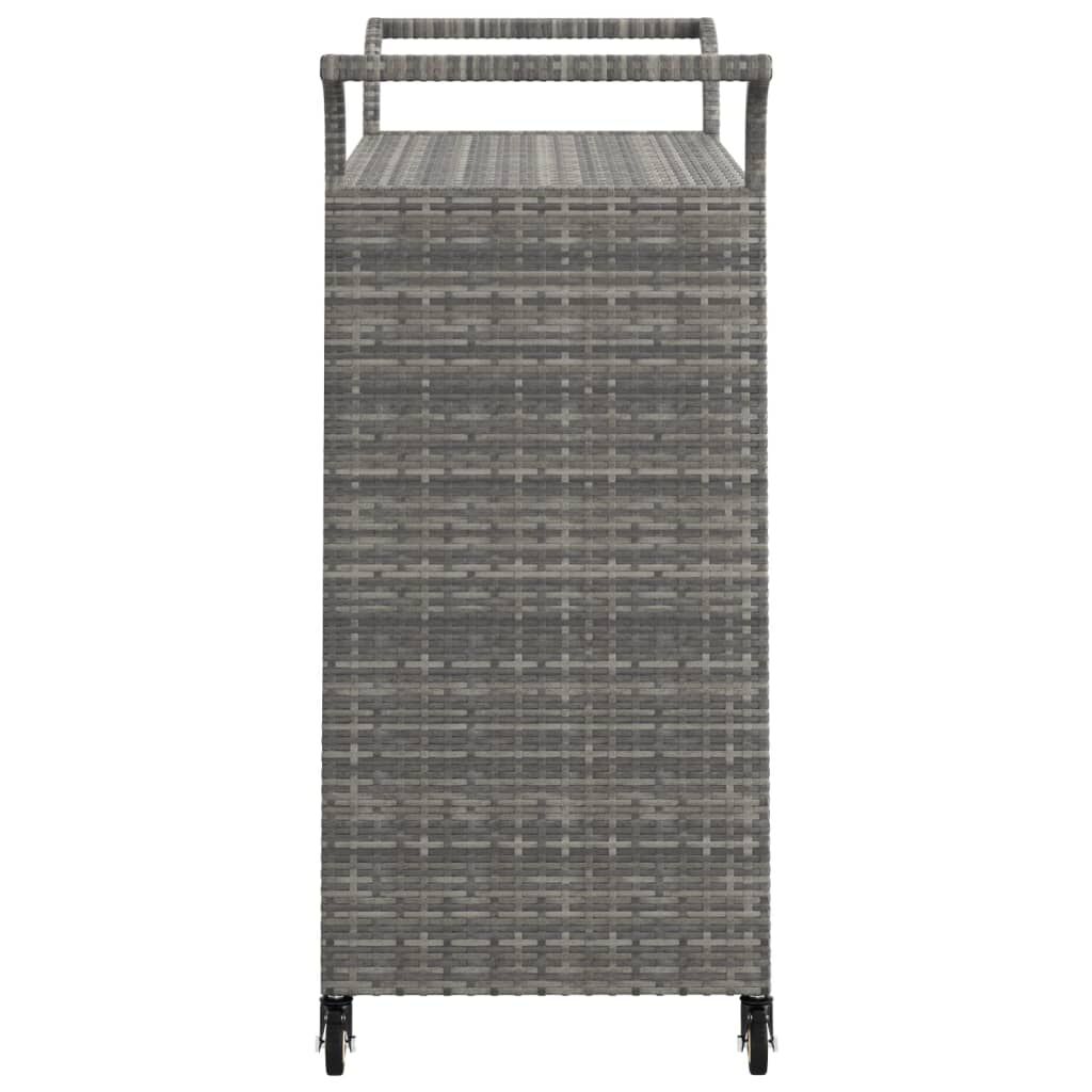 vidaXL عربة بار مع درج رمادي 100×45×97 سم بولي روطان