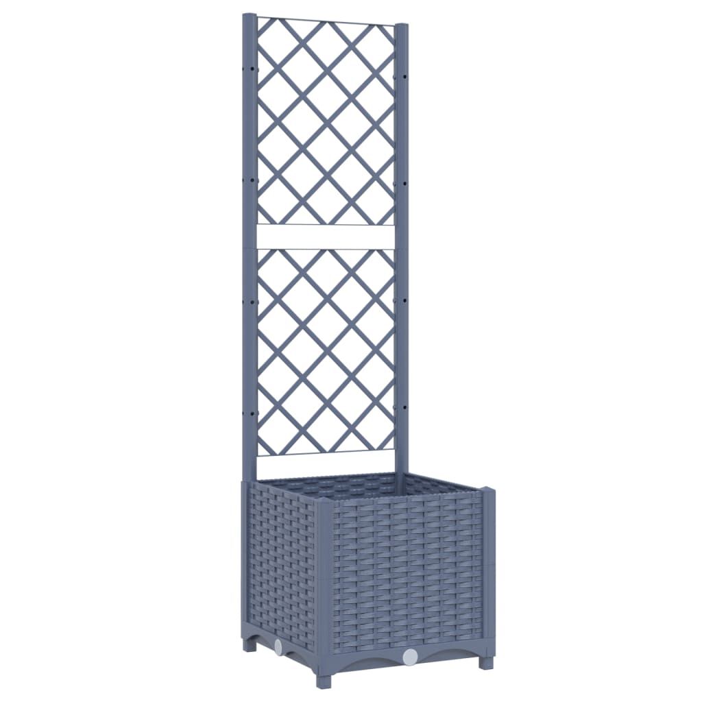 vidaXL حوض حديقة مع تعريشة أزرق رمادي 40×40×136 سم PP