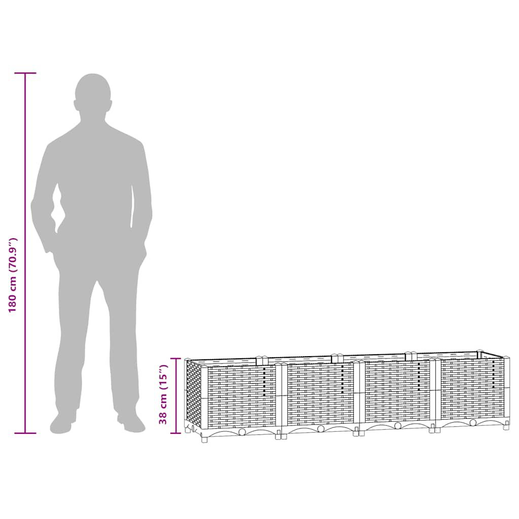 vidaXL حوض زراعي مرتفع 160×40×38 سم بولي بروبيلين