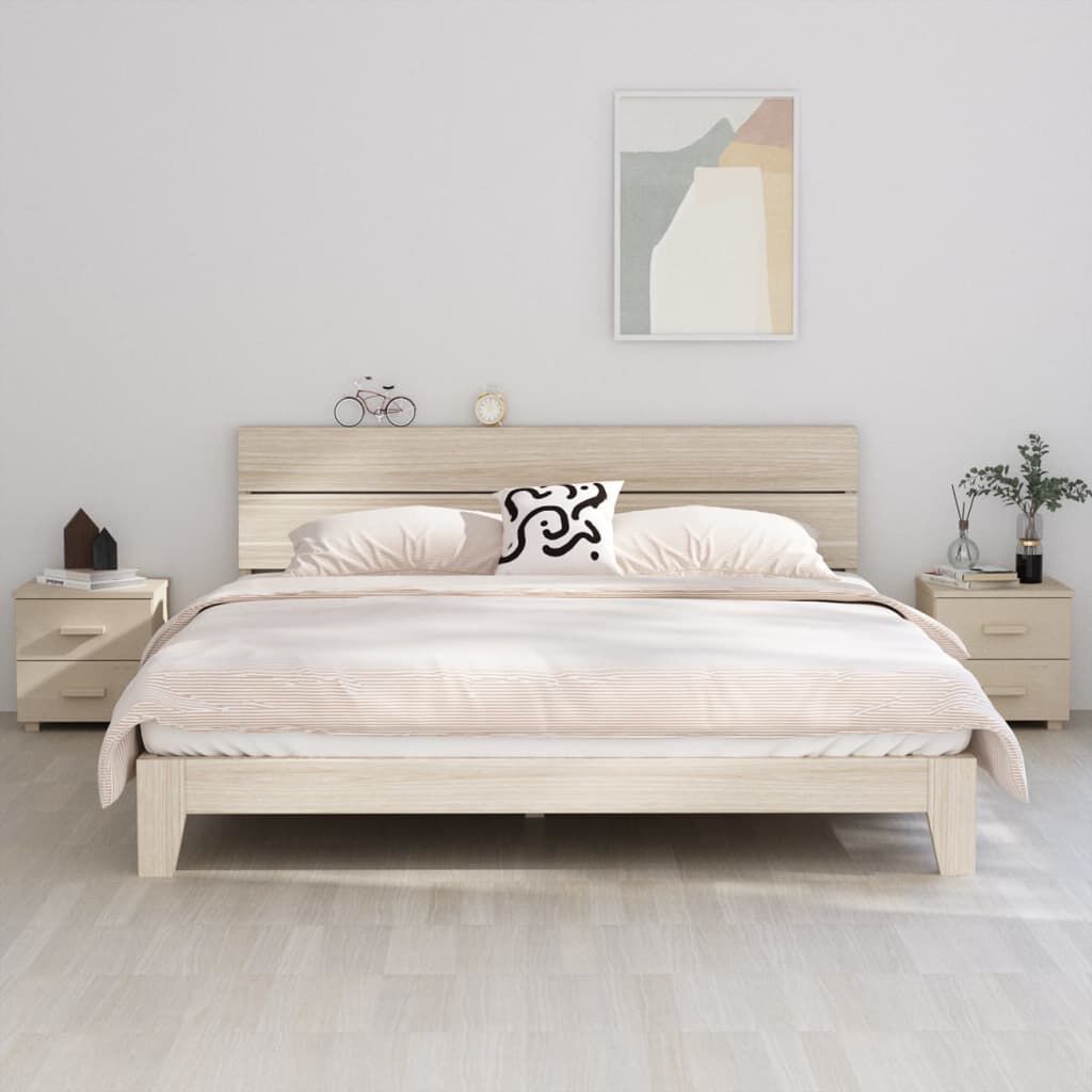 vidaXL خزانات جانب السرير 2 ق بني عسلي 40×35×44.5 سم خشب صنوبر صلب