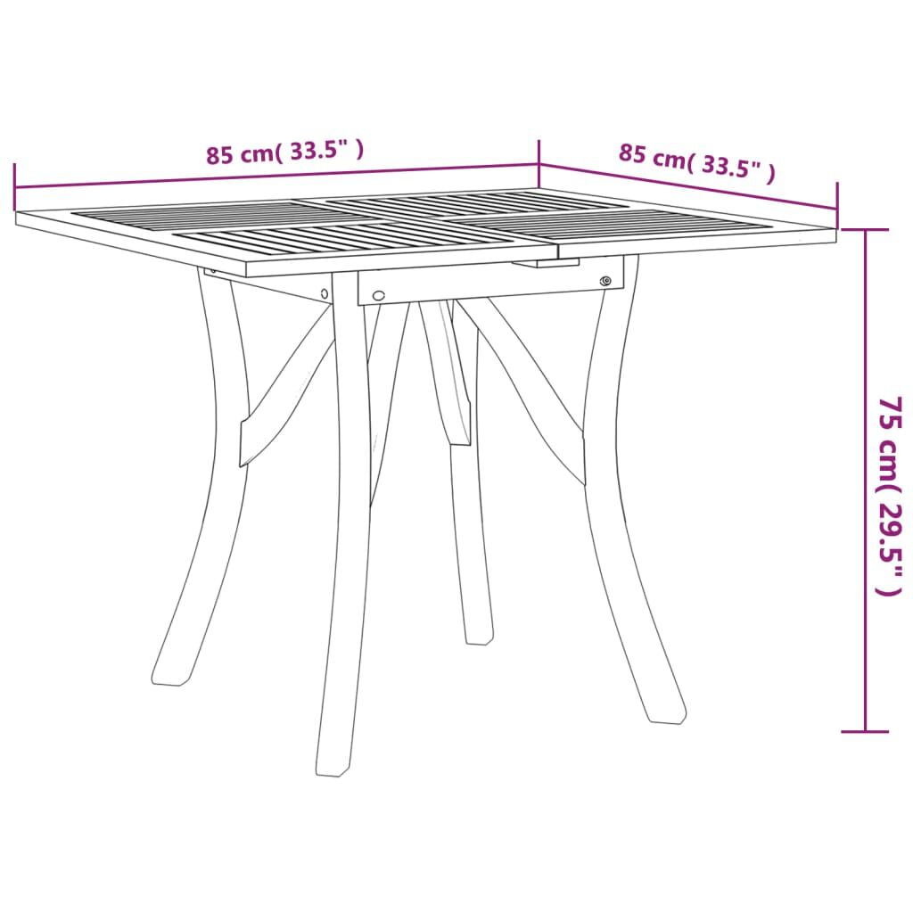 vidaXL طاولة حديقة 85×85×75 سم خشب أكاسيا صلب