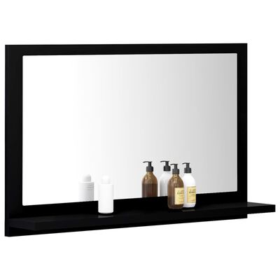 vidaXL مرآة حمام أسود 60×10.5×37 سم خشب حبيبي