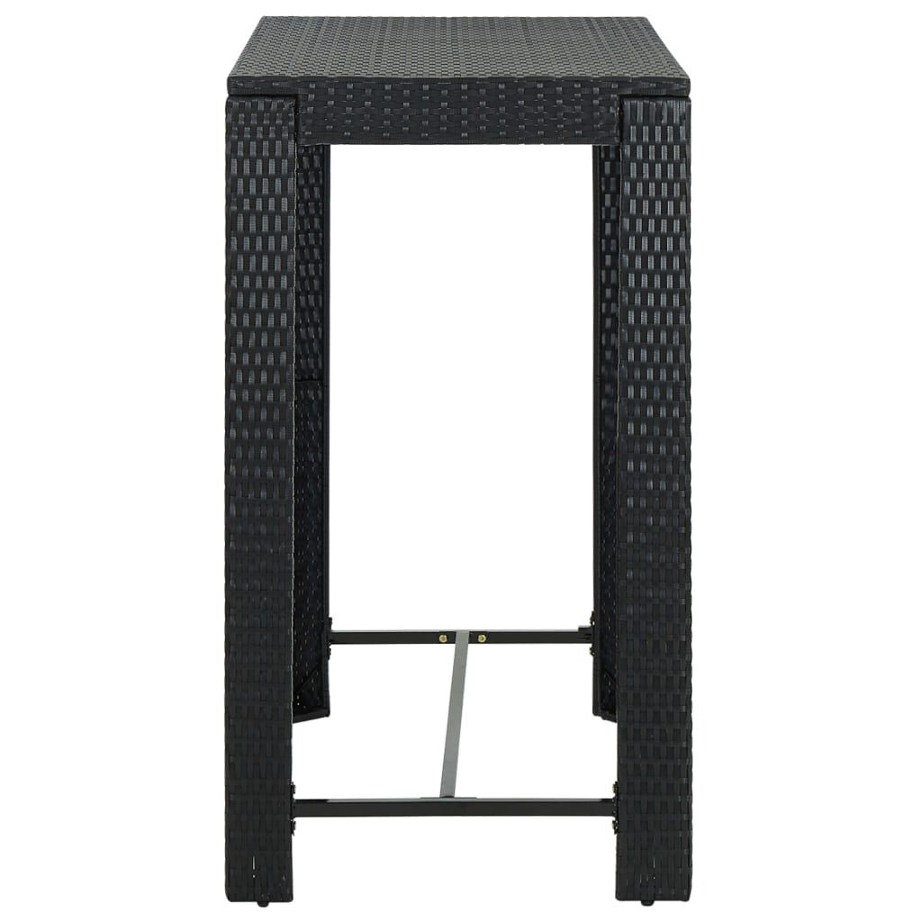 vidaXL طاولة بار للحديقة أسود 100×60.5×110.5 سم بولي روطان