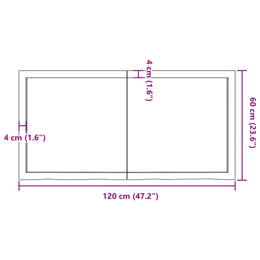 vidaXL رف حائط لون بني فاتح 120*60*(2-4) سم خشب بلوط صلب معالج