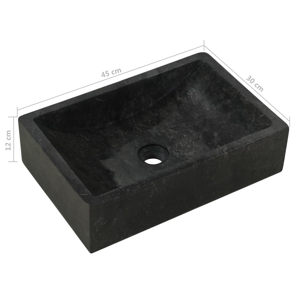 vidaXL حوض 45×30×12 سم رخام أسود