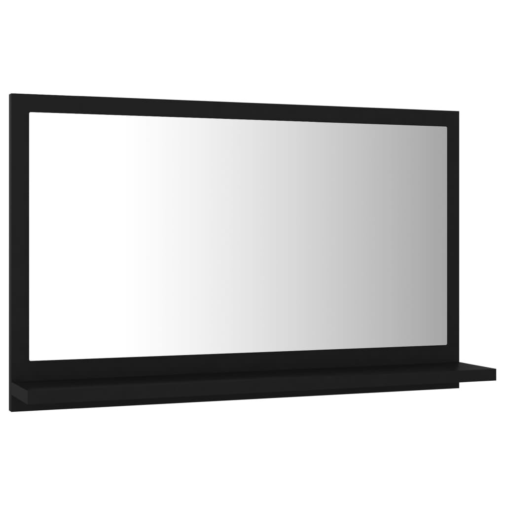 vidaXL مرآة حمام لون أسود 60×10.5×37 سم خشب صناعي