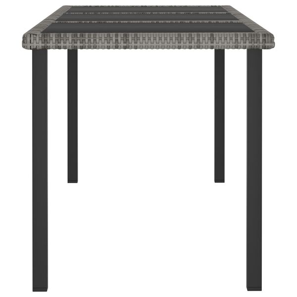 vidaXL طاولة سفرة حديقة رمادي 180×70×73 سم بولي روطان