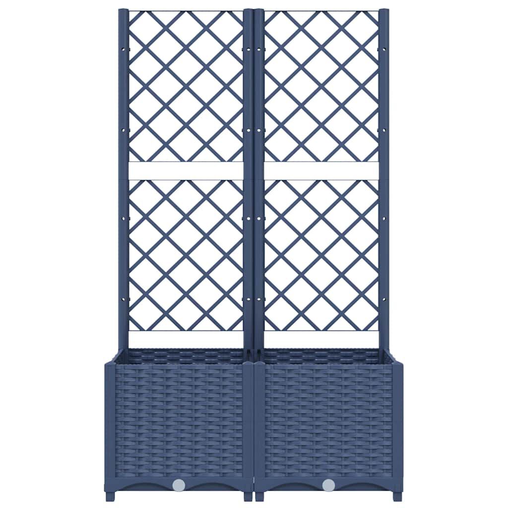 vidaXL حوض حديقة مع تعريشة أزرق رمادي 80×40×136 سم PP