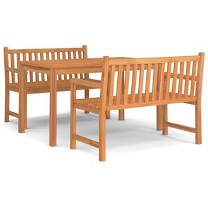 vidaXL عدد 3 قطع طقم سفرة حديقة خشب ساج صلب