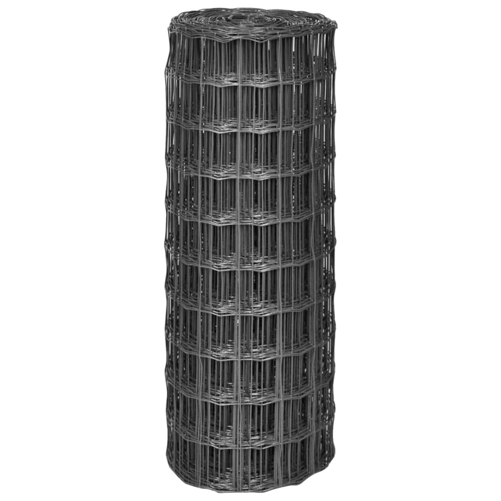 vidaXL سياج يورو فولاذ 1x25 متر رمادي